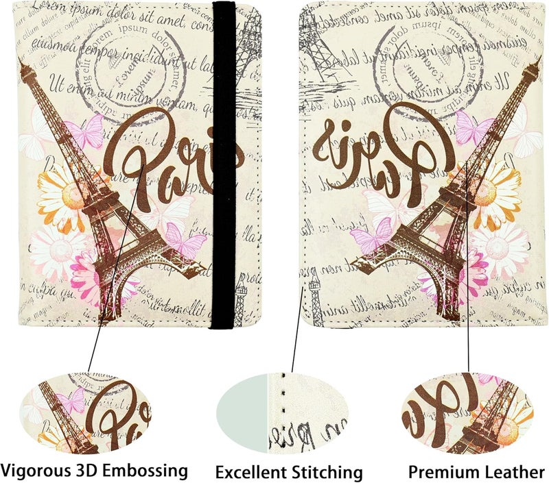 bassyil Eiffel Tower Passport Holder for Women and Men PU Leather Passport Cover for Travel - Image 2